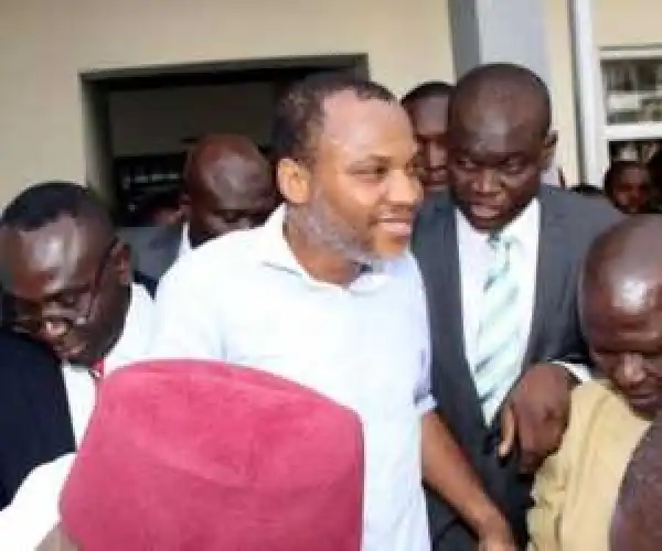 Photos: Supporters Of Pro-Biafran Leader, Nnamdi Kanu Storm Abuja Court